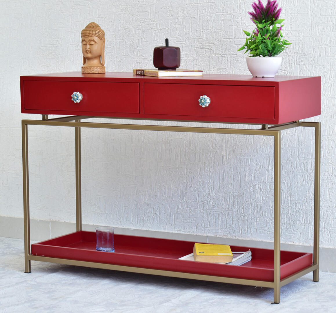 Alex Console Hall Table-red